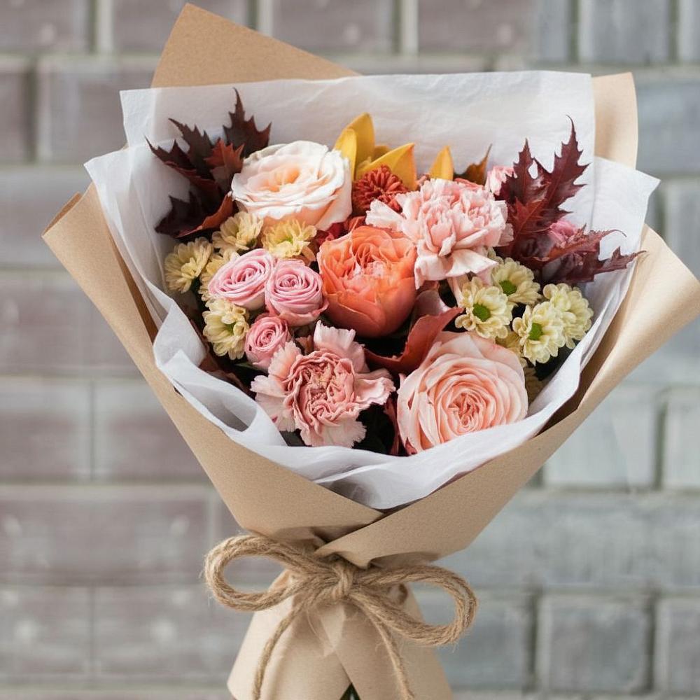 Букет цветов из: Гвоздики, Хризантемы и Розы в Егорлыкской