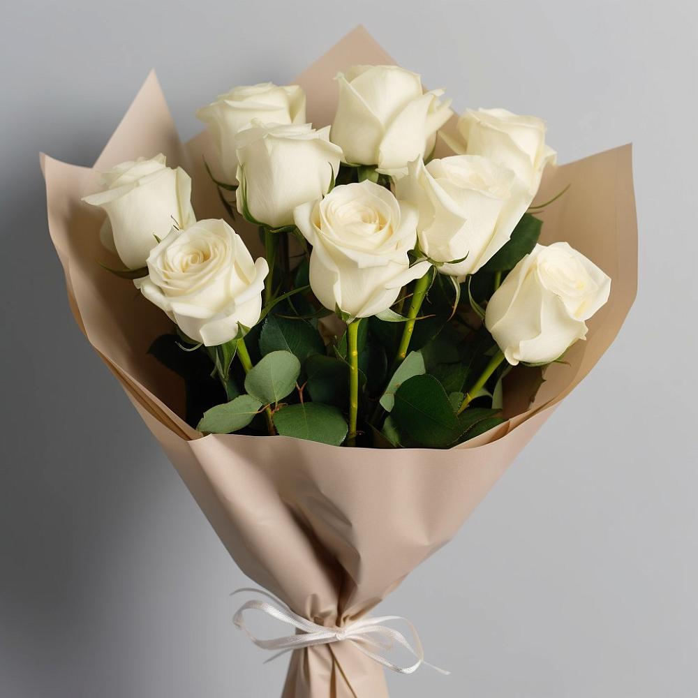 Букет 9 Белых роз Эдлесс Лав в Егорлыкской