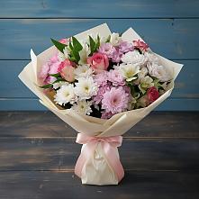 Букет цветов из:  Хризантемы, Альстромерии и Розы #REPLACE_PRED# Егорлыкской