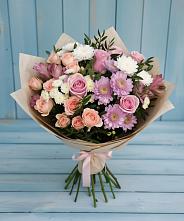 Букет цветов из:  Хризантемы, Розы и Альстромерии #REPLACE_PRED# Егорлыкской