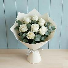 Букет Белые розы в Эвкалипте #REPLACE_PRED# Егорлыкской