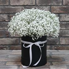 Цветочная композиция из Гипсофила в шляпной коробке в Егорлыкской